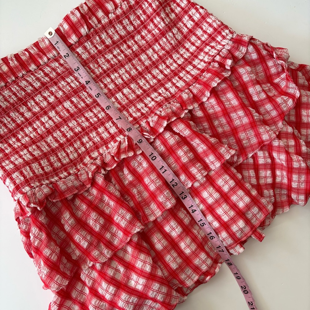 Tuckernuck || English Factory Smocked Top + Ruffled Mini Skirt Set Red Check M - Picture 9 of 9